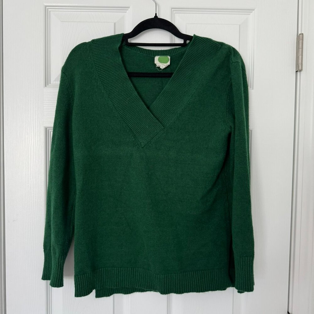 Anthropologie V-Neck long sleeve sweater sweatshirt preppy green XS by